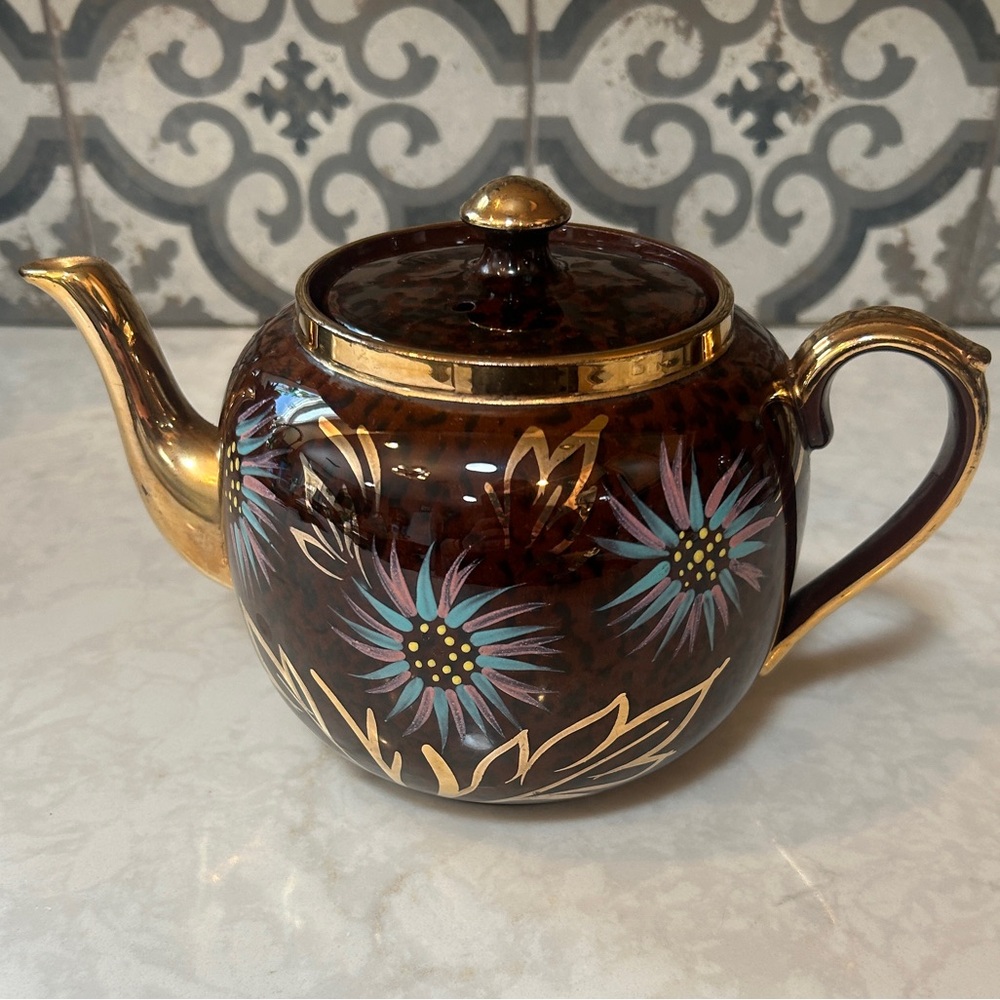 Vintage Gibsons Stratfordshire England Glazed Ceramic Teapot- Numbered- EUC